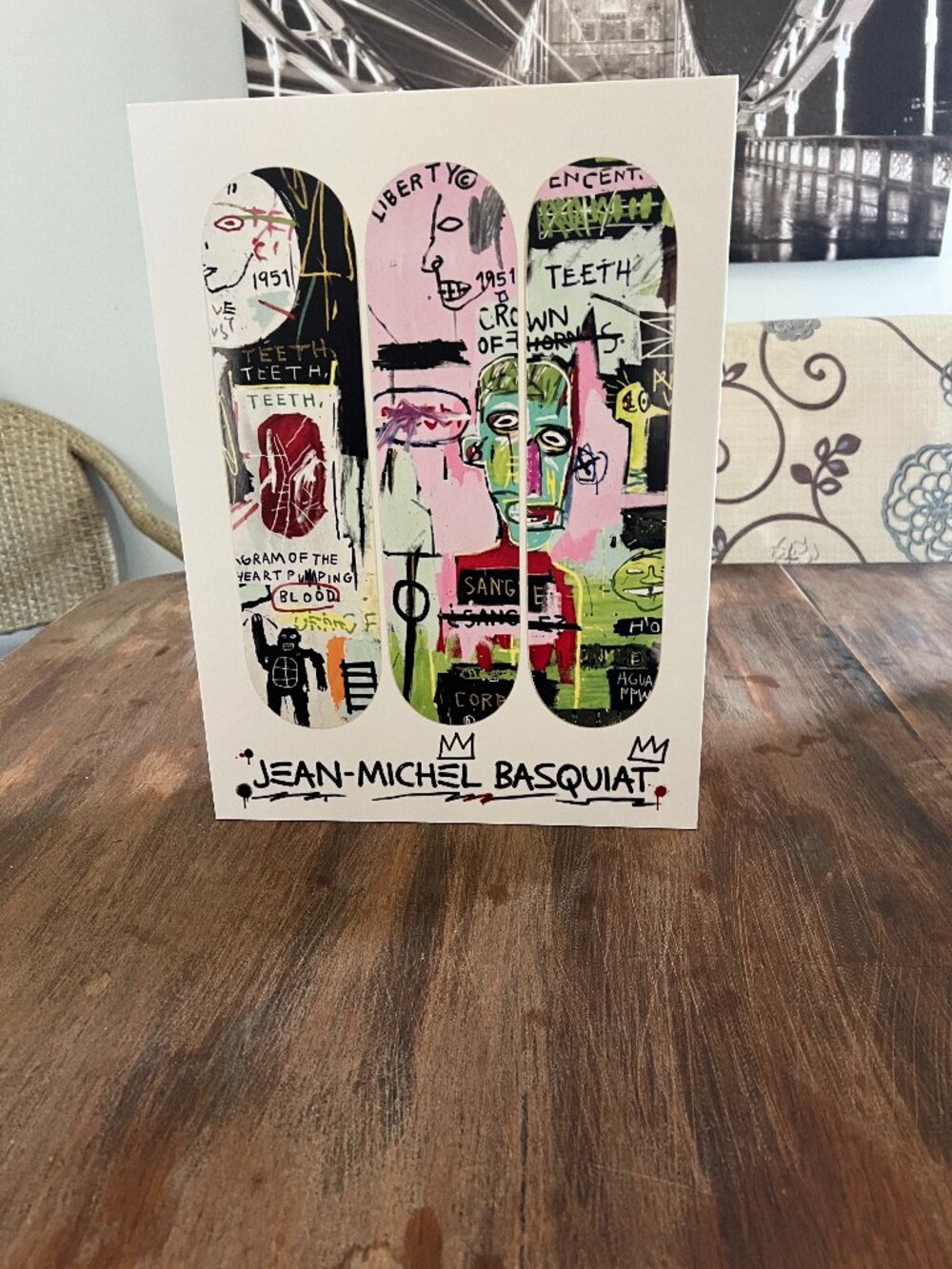 Jean-Michel Basquiat Skateboard Triptych Art Sign | 12x16 Digitally Printed PVC
